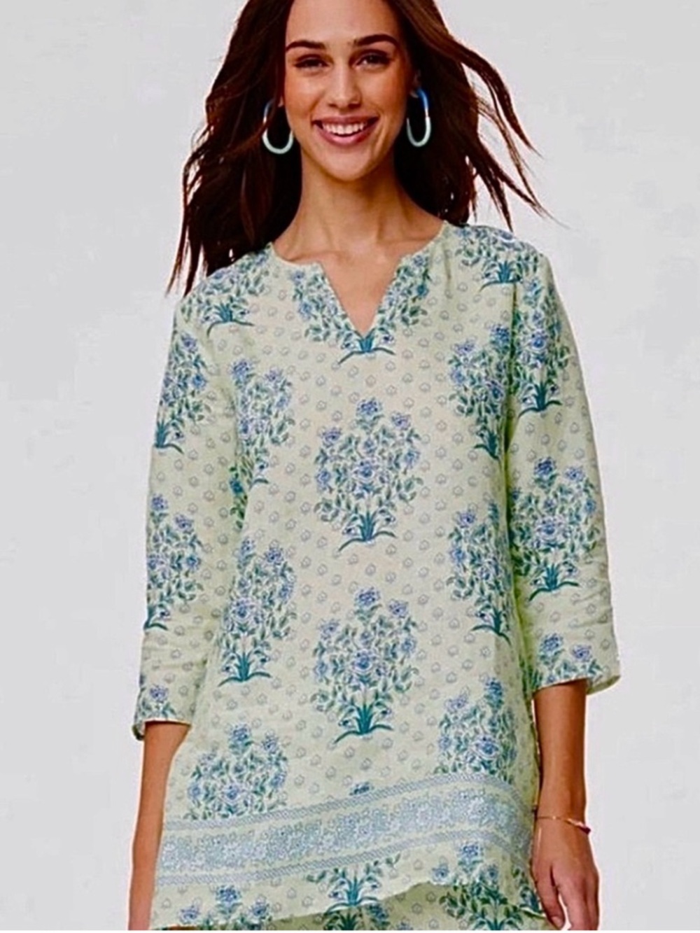 Roberta Roller Rabbit | Yarrow Linen Kurta for Anthropologie, Sz L ♥ Like new!